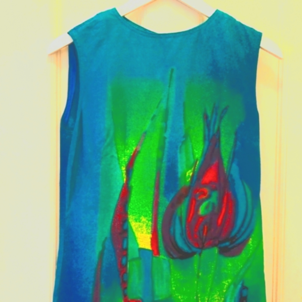 Vintage shift dress. Hand made. Rich jewel tones